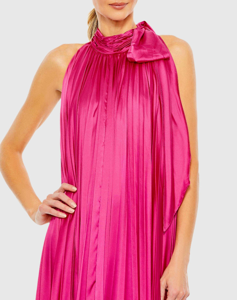 Pleated trapeze halter gown - Pink