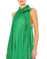 Pleated trapeze halter gown - Spring Green