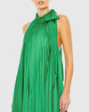 Pleated trapeze halter gown - Spring Green