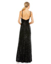 Sequin draped V neck gown - Black