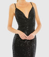 Sequin draped V neck gown - Black