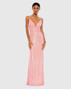 Mac Duggal, Sequin draped v neck gown, Pink #26945