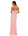 Sequin draped v neck gown - Pink