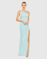 Mac Duggal, Ice Blue Sequin Strappy Back Evening Dress #26990