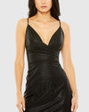 Metallic V Neck Midi Dress - Black