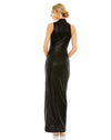 mac duggal HIGH NECK SLEEVELESS GOWN black back view