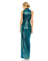 mac duggal HIGH NECK SLEEVELESS GOWN peacock teal back