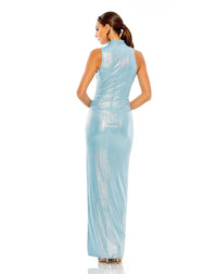 mac duggal HIGH NECK SLEEVELESS GOWN powder blue back