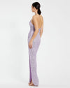 One shoulder ruched side front slit sequin gown - Lilac