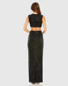 Sequin twist cut out open back gown - Black