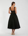 Polka Dot Net Bustier A-Line Midi Dress- Black