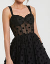 Polka Dot Bustier A Line Midi Dress - Black