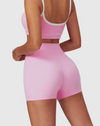 Cropped Piping Detail Gym Set - Pink