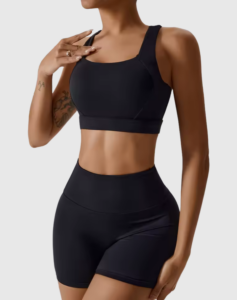 Super Soft Detail Gym Set - Black Women's Gym Clothes & Workout Outfits - Free Shipping!