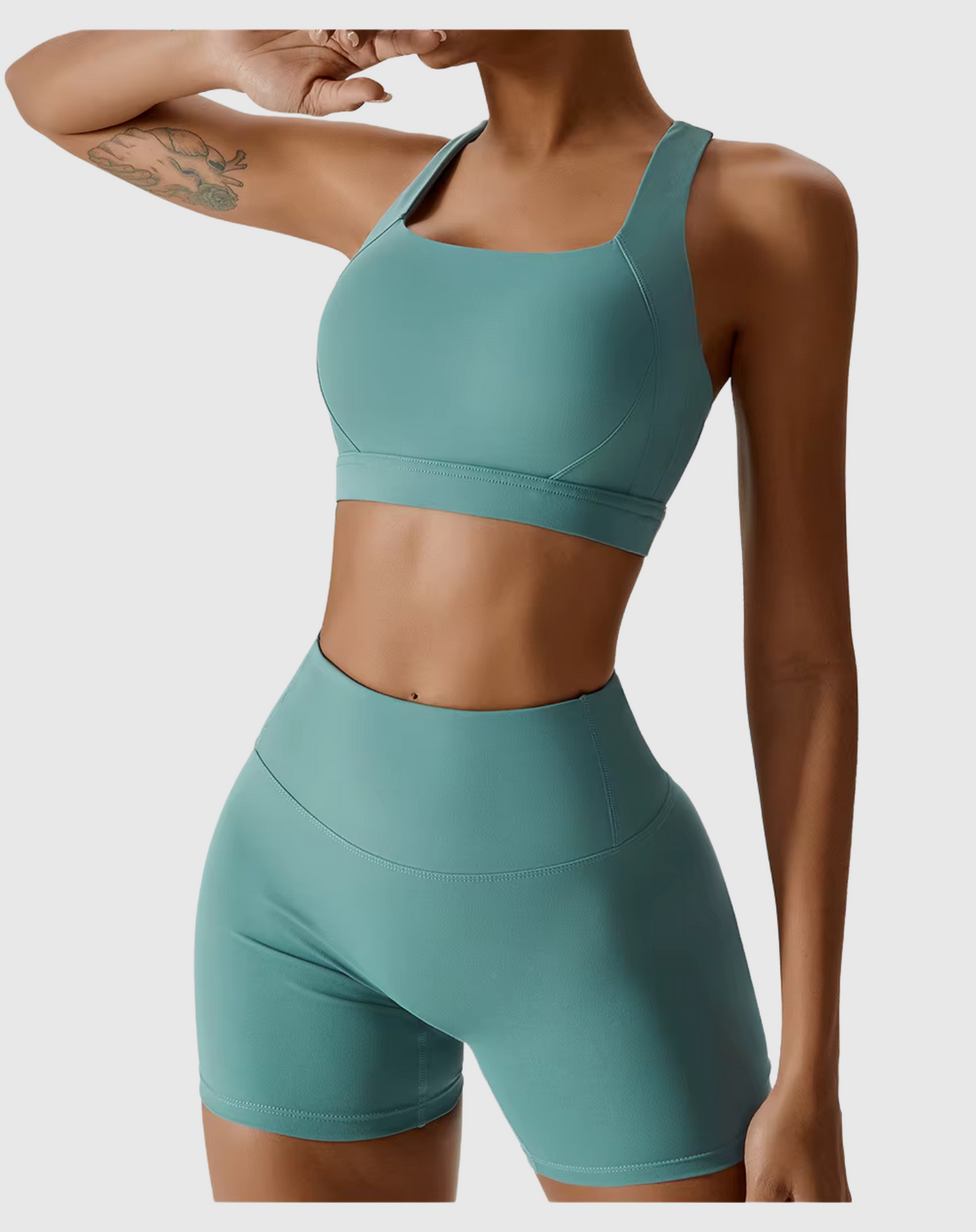 Super Soft Detail Gym Set - Teal Women's Gym Clothes & Workout Outfits - Free Shipping!