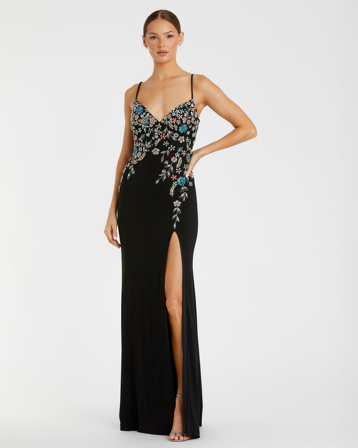 Mac Duggal, Beaded Spaghetti Strap Gown - Black #42006