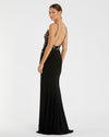 Beaded Spaghetti Strap Gown - Black