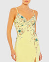 Beaded Spaghetti Strap Gown - Yellow