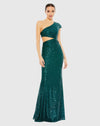 Mac Duggal, Sequin one shoulder cap sleeve cut out gown - Teal #42022 