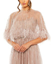 Embellished A Line Feather Dress - Mocha