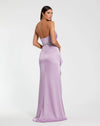 Strapless Satin Gown With Embellished Belt Detail - Purple