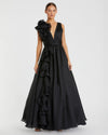 Mac Duggal, Shoulder Detail Ruffle A Line Gown - Black  #48856 