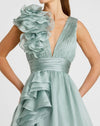 Shoulder Detail Ruffle A Line Gown - Mint Green