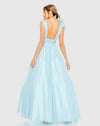 Shoulder Detail Ruffle A Line Gown - Powder Blue