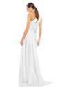 One Shoulder Cutout Charmeuse Gown - White