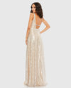 Metallic Sequin Plunge Dress - Nude Silver