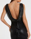 Metallic cowl back column gown - Black