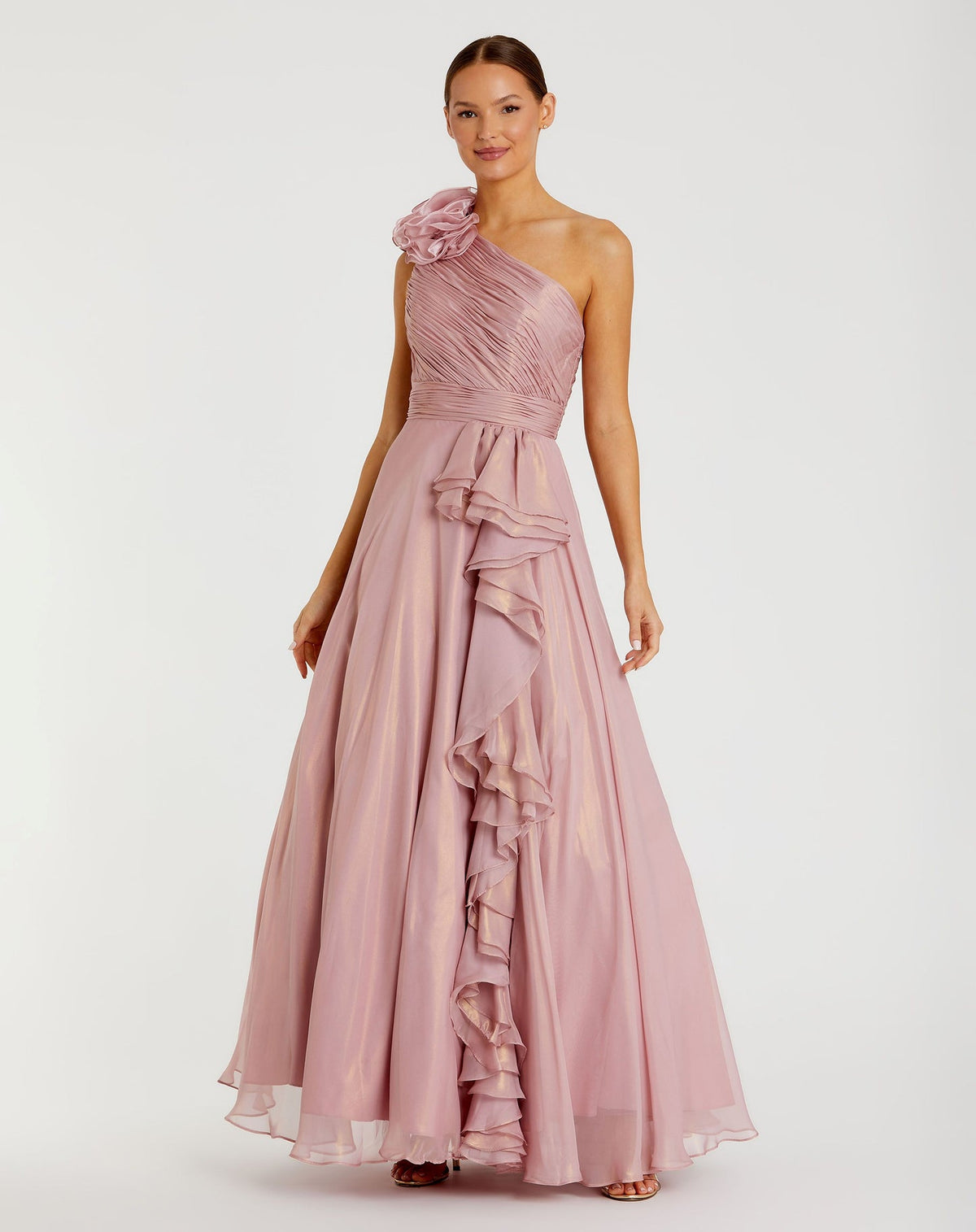 Mac Duggal, Asymmetric Rosette Ball Gown - Rose Gold #49252 |