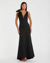 Mac Duggal Bridesmaids Dress Sleeveless V Neck Bow Detail Mermaid Gown #49454 Black