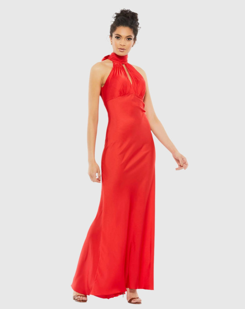 Mac Duggal, Keyhole Halter Empire Waist Gown - Red #49520