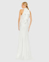 Keyhole Halter Empire Waist Gown - White