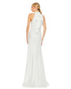 mac duggal Keyhole Halter Empire Waist Gown - White, engagement party dress, Style # 49520 back view