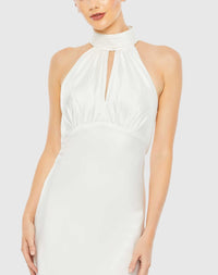 Keyhole Halter Empire Waist Gown - White