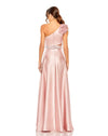 Asymmetric Ruffled One Shoulder Gown - Rose