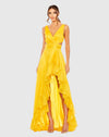 Mac Duggal Cut Out High Low Ruffle Gown #49526 Marigold Yellow