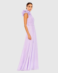 Polka Dot Ruffled One Shoulder Gown - Lilac