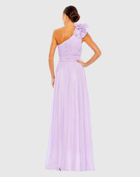 Polka Dot Ruffled One Shoulder Gown - Lilac