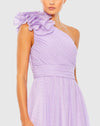 Polka Dot Ruffled One Shoulder Gown - Lilac