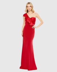 Strapless Big Bow Detail Gown - Red