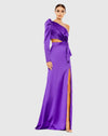 Mac Duggal, Puff sone sleeve cut out side knot gown - Purple #49570