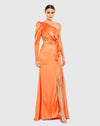 Mac Duggal, Puff sone sleeve cut out side knot gown - Orange #49570