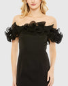 Strapless Ruffle Detail Column Gown - Black