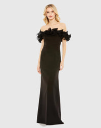 Mac Duggal #49643 Strapless Ruffle Detail Column Gown - Black 