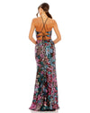 SEQUIN EMBELLISHED CROSS NECK GOWN Black Multi Style #49695 back strappy