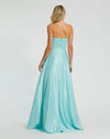 Blue Strapless A-Line Bow Ballgown - Aqua