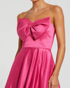 Pink Strapless A-Line Bow Ballgown - Hot Pink